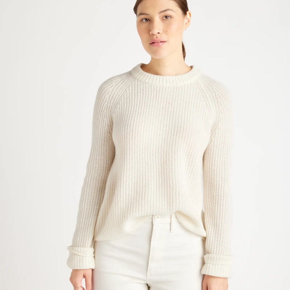 Quince Cream Women's Sweater cashmere fisherman’s crewneck